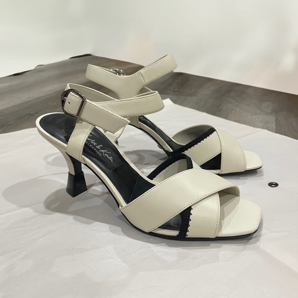 Charles & Keith Sheepskin Leather Open Toe Sandals Strappy Heels
